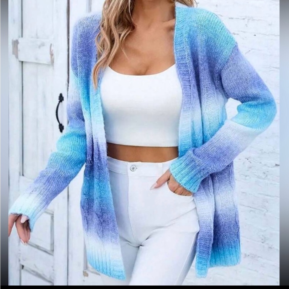 New ombre open front cardigan sweater